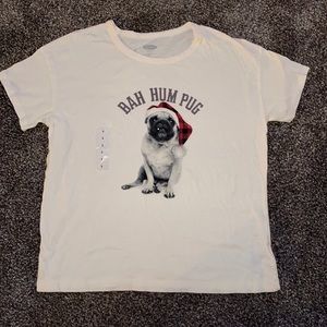 Pug tshirt with Santa hat new with tag